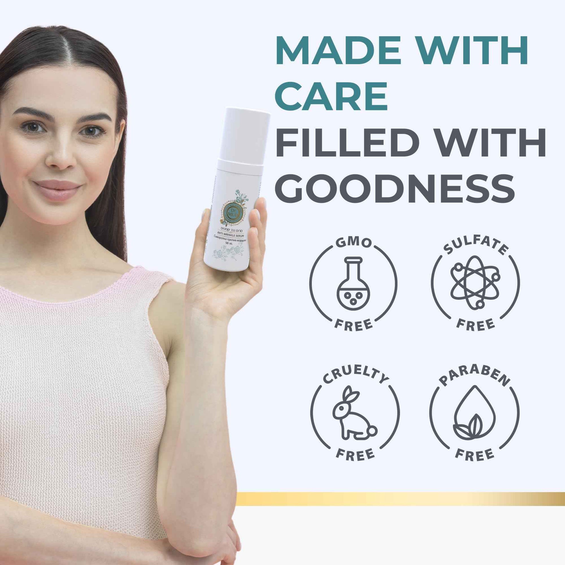 Dr Mud Anti aging Brightening Serum for Wrinkles, Dark Spots, Eye Area & Fine Lines - with Dead Sea Minerals, Hyaluronic Acid, Aloe Vera, Vitamin E & Vitamin A, Caster, Jojoba & Sesame Oil - 50 ml