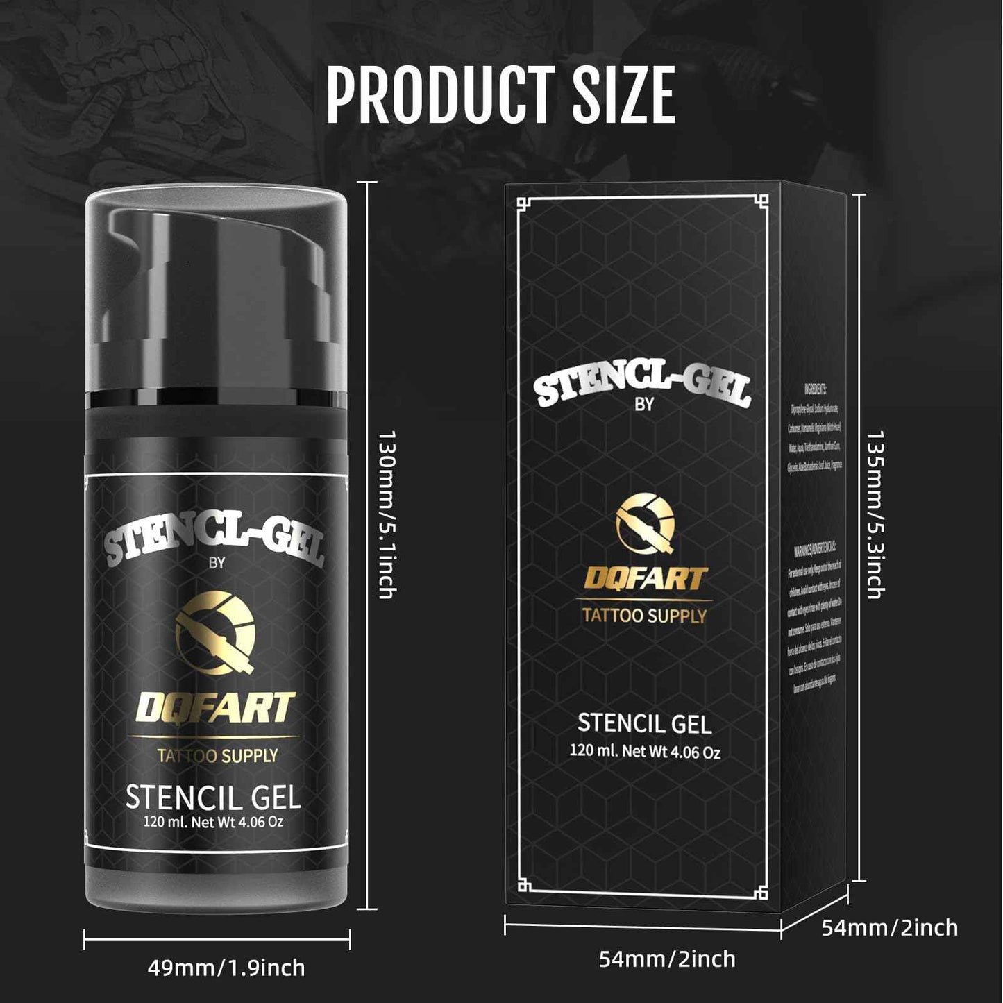 Professional Tattoo Stencil Transfer Gel, Black, 120mL/4.06oz, 250mL/8.4oz Bottles, Premium Application Solution (120ml/4OZ)