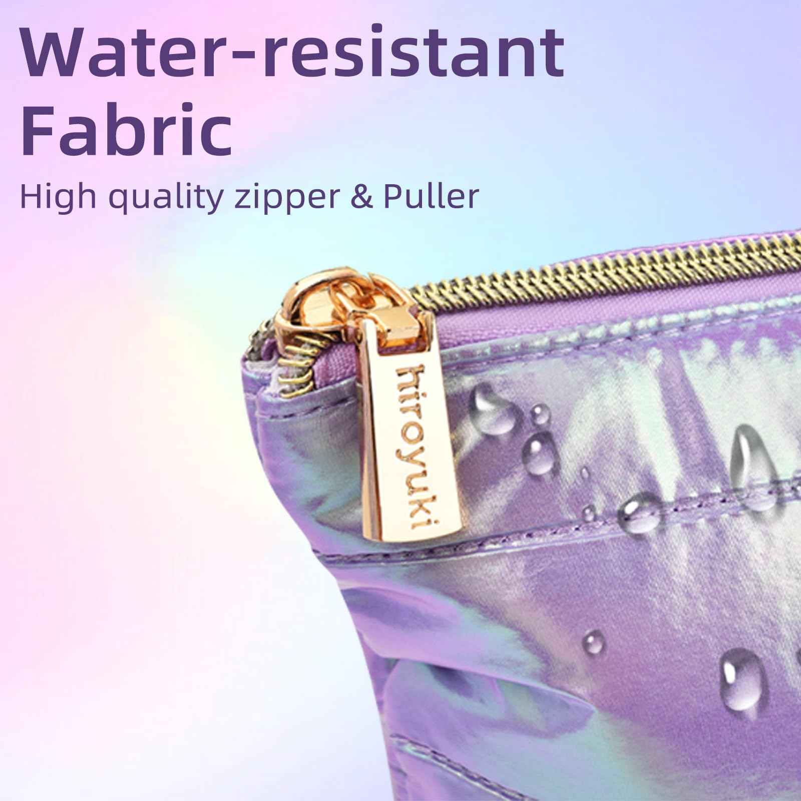 Hiroyuki Large Makeup Pouch, Puffy Cosmetic Bag, Large Capacity Travel Pouch (plain, purple)