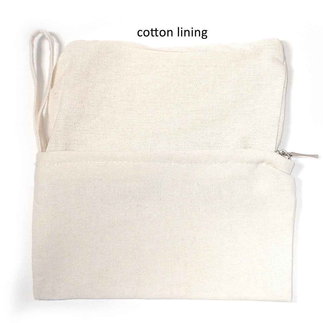 YINGKOR Wristlet Cotton Canvas Zipper Cosmetic Bag Makeup Bags Tool Organizer with Cotton Lining, 5.11"x7.48", White, Pack of 4
