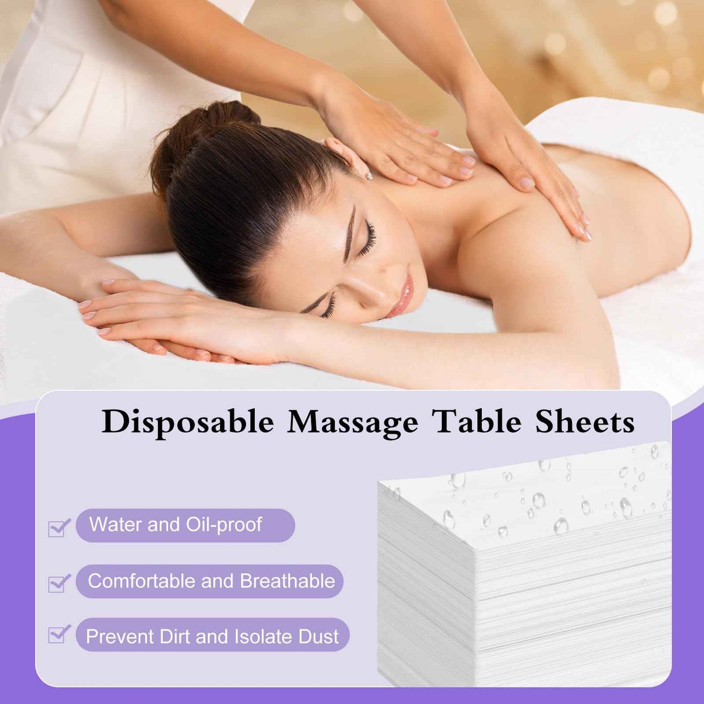 Celmuron 200 Pcs Disposable Massage Table Sheets 31.5" x 71", Non-Woven White Bed Covers for Spa, Massage, Beauty & Tattoo(White)