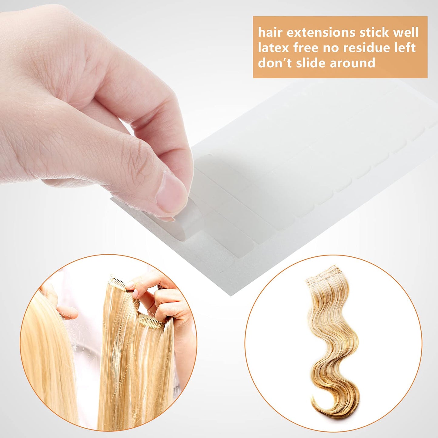 240 Pieces Hair Extension Tape Tabs Double Sided Replacement Tape in Hair Extensions Adhesive Hair Extension Tapes 1.57 x 0.32 Inch Hair Extension Tools for Wig Toupee Hair Piece Wigs Supplies, White