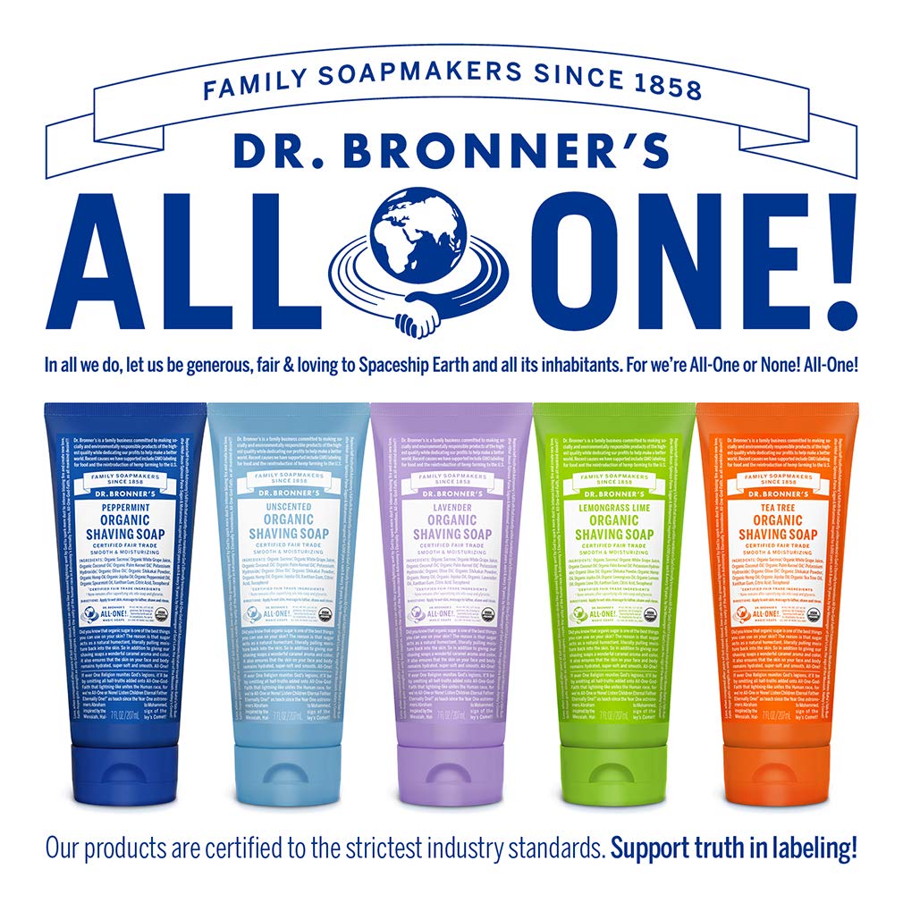 Dr. Bronner's - Organic Shaving Soap (Lavender, 7 Ounce) - Certified Organic, Sugar and Shikakai Powder, Soothes and Moisturizes for Close Comfortable Shave, Use on Face, Underarms and Legs