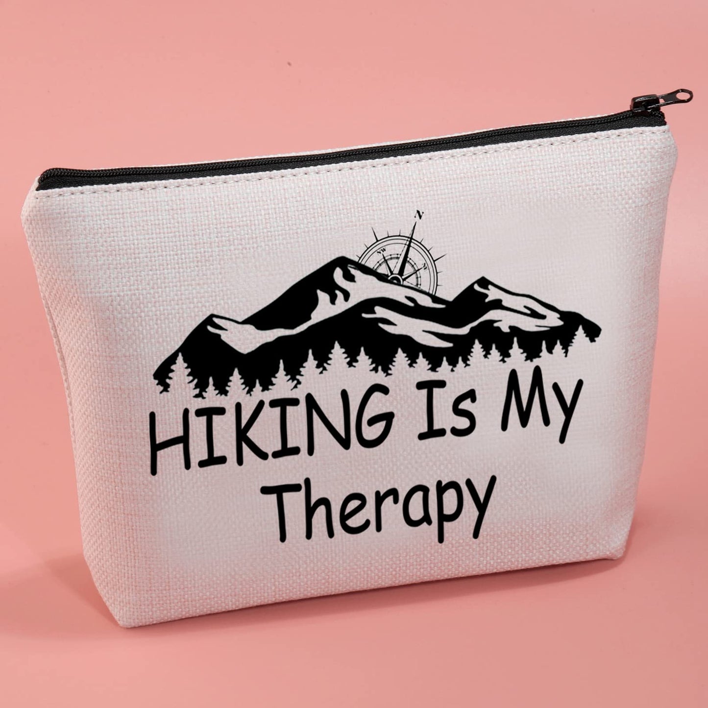 JNIAP Hiking Makeup Cosmetic Bag Hiking Is My Therapy Mountain Hiking Lover Gift Adventure Travel Pouch Outdoors Gifts for Women (Hiking Therapy BAG)