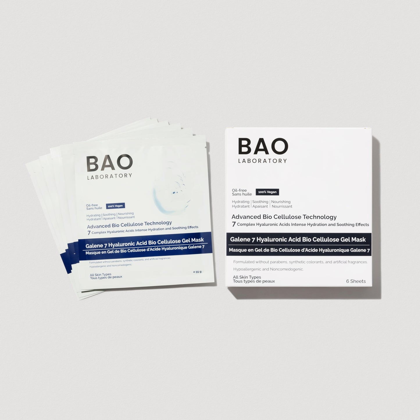 BAO Laboratory Galene 7 Hyaluronic Acid Bio Cellulose Gel Mask | Intense Hydration & Soothing Effects Gel Mask for Face | Skin Care Face Moisturizer Mask Soothing Facial Mask | 100% Vegan, 55 g