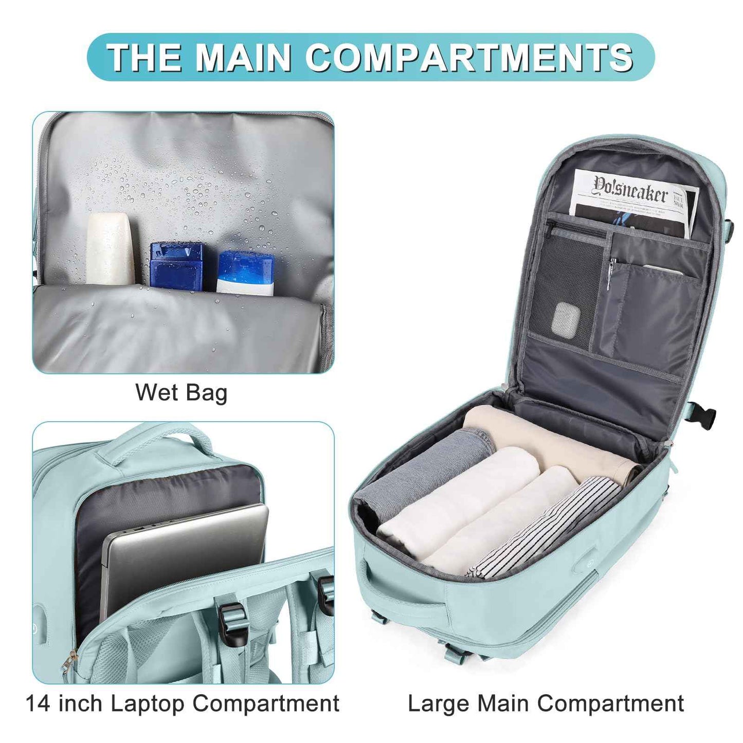 Personal Item Travel Backpack For Women Men Airline Approved Carry On Backpack Flight Approved Waterproof Sports Luggage Backpack Casual Daypack Small Hiking Backpack