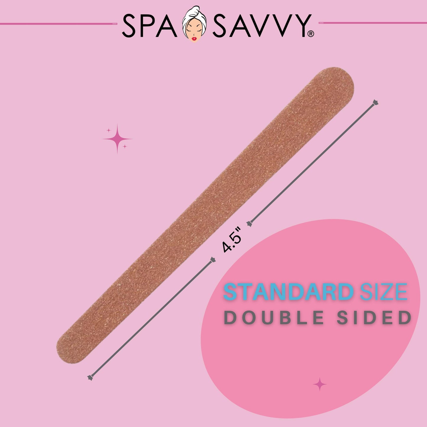 Spa Savvy Nail File Set, 100 Count, Double Sided 4.5 Inch Emery Board Nail Files for Natural Nails Care, Pedicure and Manicure Tools