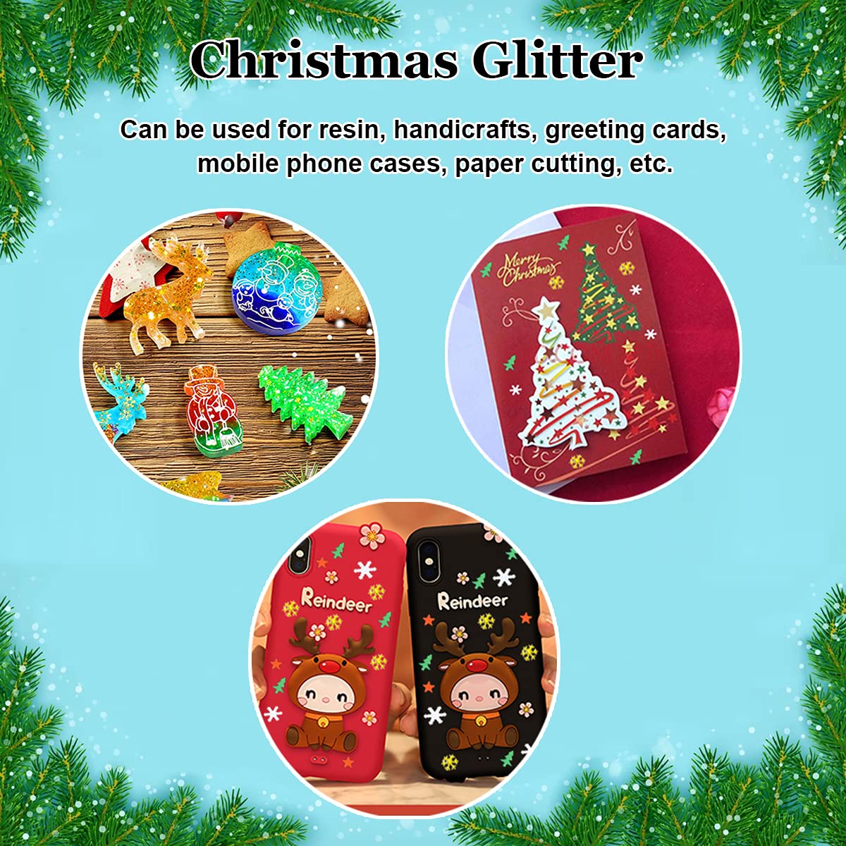 Christmas Nail Sequins,100g Christmas Glitter, Cosmetic Craft Holographic Glitter for Epoxy Resin, Laser Snowflake Christmas Tree Flakesfor Festival Nail Art Design or Make Up, Festival Decor（SD-10）