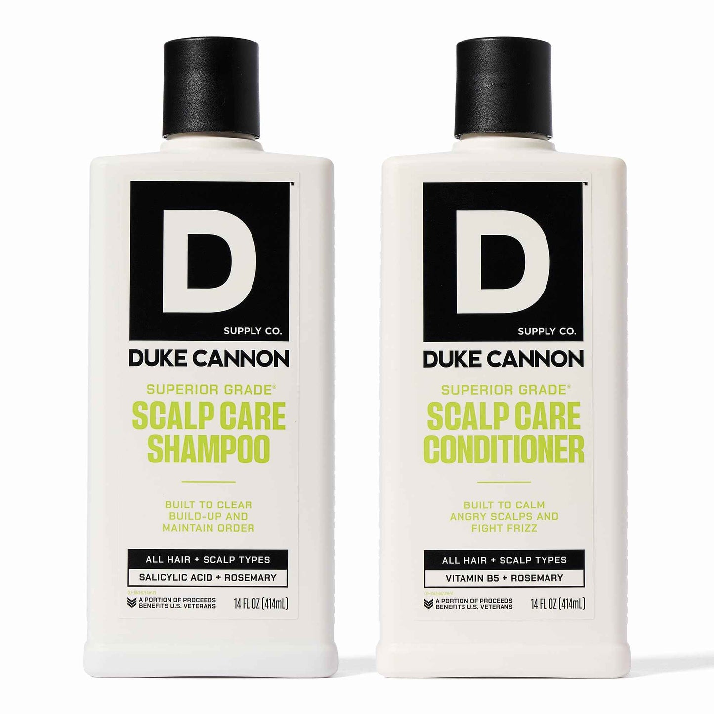Duke Cannon Superior Grade Scalp Care Shampoo & Conditioner Bundle, 2-Pack, 14 oz Each – Deep Cleansing, Scalp Soothing, Sulfate-Free, Moisturizing Hair Care for Men
