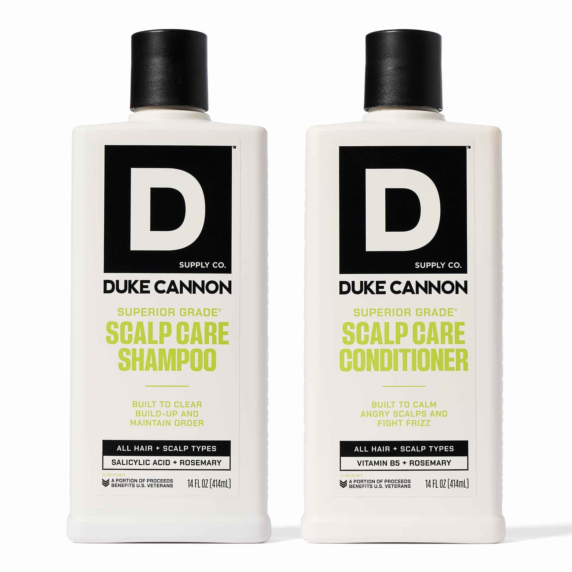 Duke Cannon Superior Grade Scalp Care Shampoo & Conditioner Bundle, 2-Pack, 14 oz Each – Deep Cleansing, Scalp Soothing, Sulfate-Free, Moisturizing Hair Care for Men