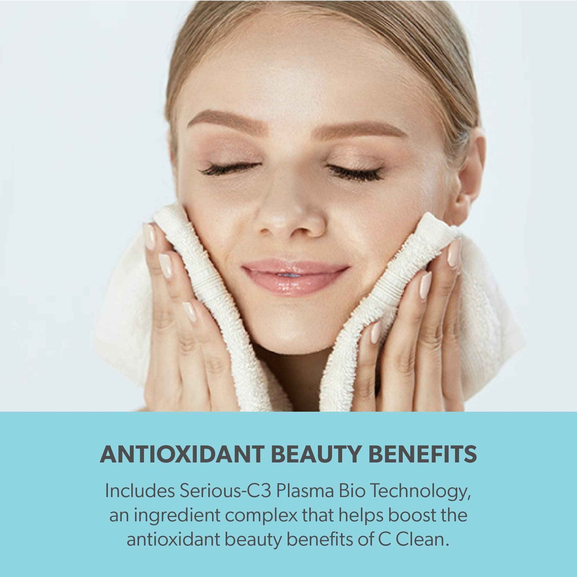 Serious Skincare Hydrating C Clean Facial Cleanser, Gentle Face Wash with Anti-Aging Vitamin C and E, Hydrolyzed Collagen, Botanical Extracts, For Dry and Mature Skin 4 FL Oz