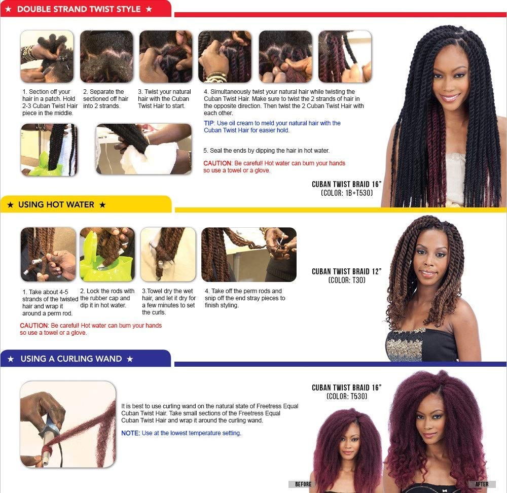 Freetress Equal Synthetic Hair Braids Double Strand Style Cuban Twist Braid 16" (6-PACK, 4)