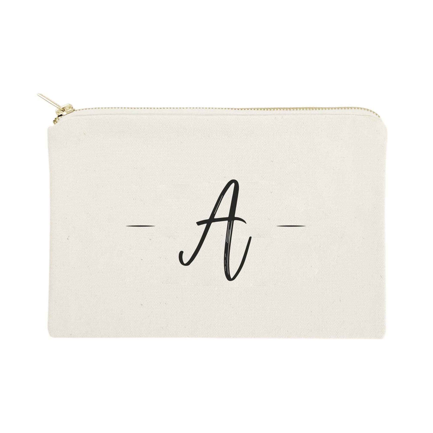 The Cotton & Canvas Co. Personalized Handwritten Monogram A Cosmetic Bag and Travel Make Up Pouch