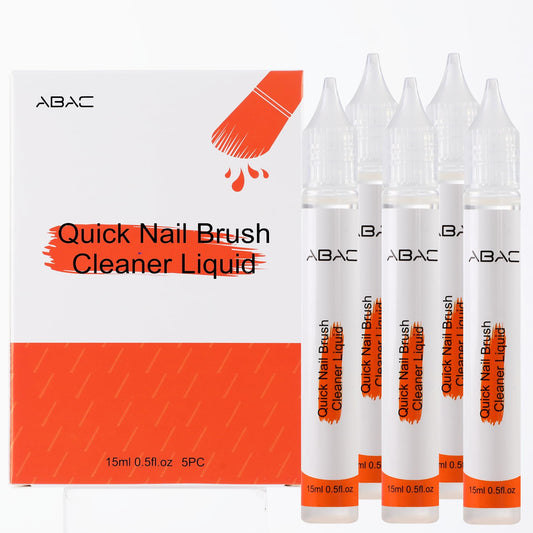 ABAC Acrylic Nail Art Brush Cleaner & Restorer 5pc for Solid Gel Polish/Nail Extension Gel/Builder Gel/Nail Art Liner Manicure Brush