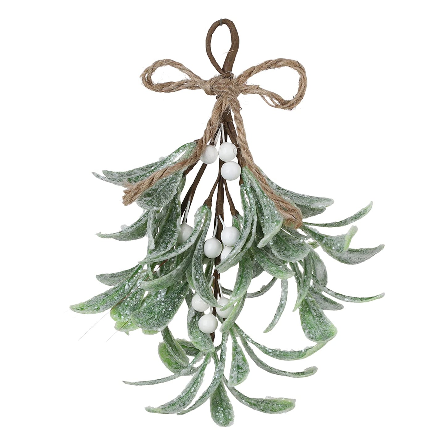 MEUMITY 6 PCS Artificial Mistletoe Ornament for Christmas,9 Inch Christmas Artificial Mistletoe Pick Artificial Mistletoe Floral Pick Hanging Mistletoe for Christmas Home Decor,White