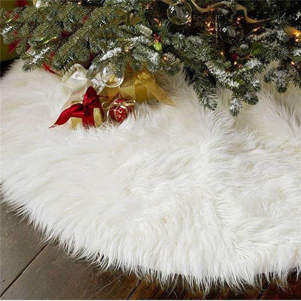 AISENO 60 Inch Christmas Tree Plush Skirt Decoration for Merry Christmas Party Faux Fur Christmas Tree Skirt Decorations