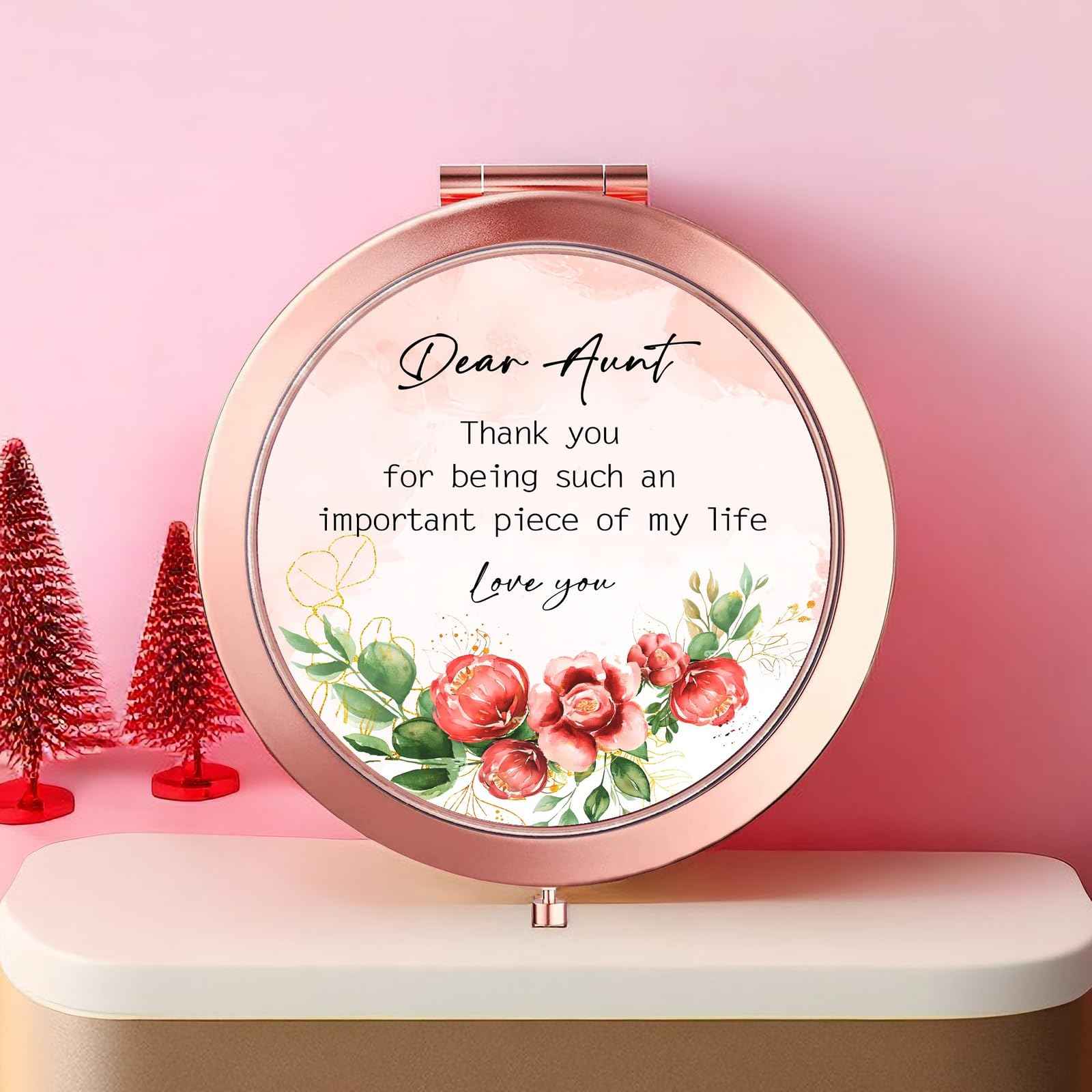Kasuwow Aunt Gifts for Aunt Birthday, Compact Mirror, Auntie Gift Ideas
