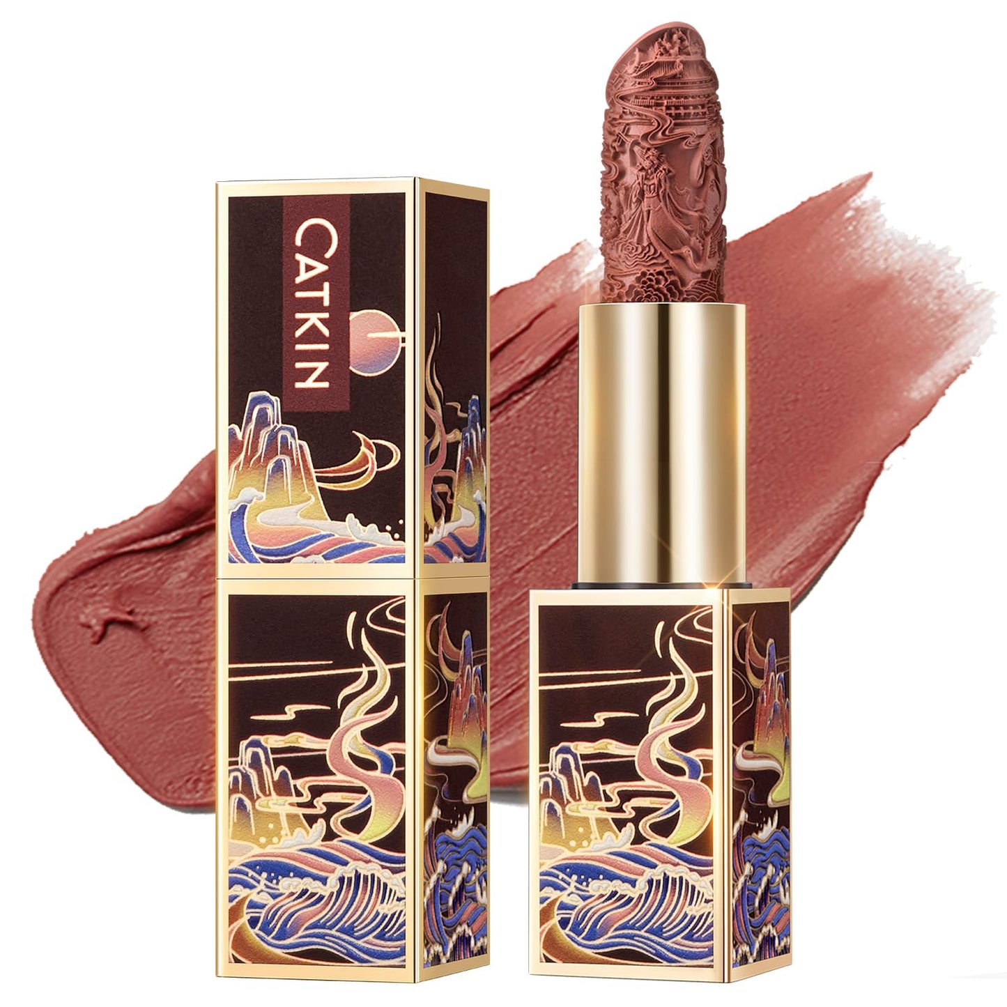 Catkin Rouge Matte Lipstick, Waterproof Long Lasting Satin Moisturizing Smooth Soft 0.13 Ounce-Chinese Style (C.158)