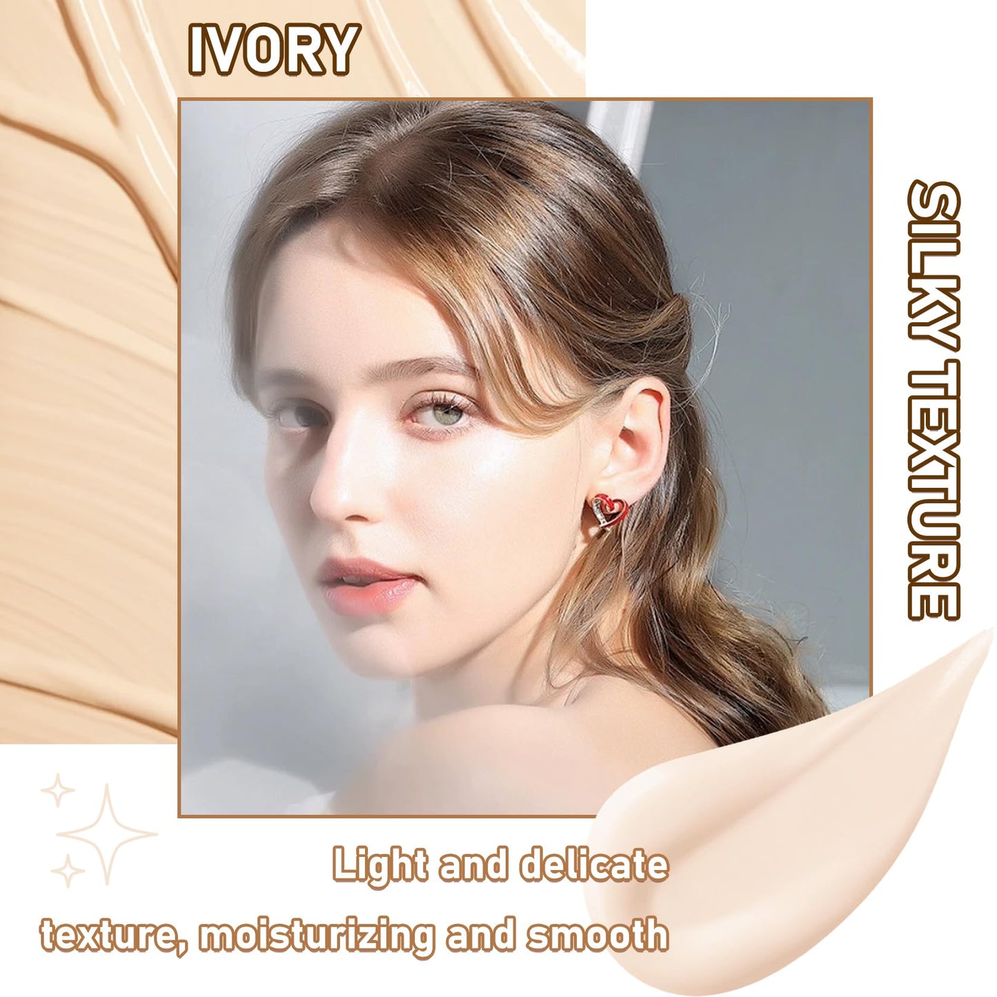 WLGLinGui Moisturizing BB Cream with SPF 50+ PA++++，Long Lasting Concealer CC Cream，Full Coverage Liquid Foundation Makeup,Hydrating Liquid Cream Under Eye Concealer（Ivory）