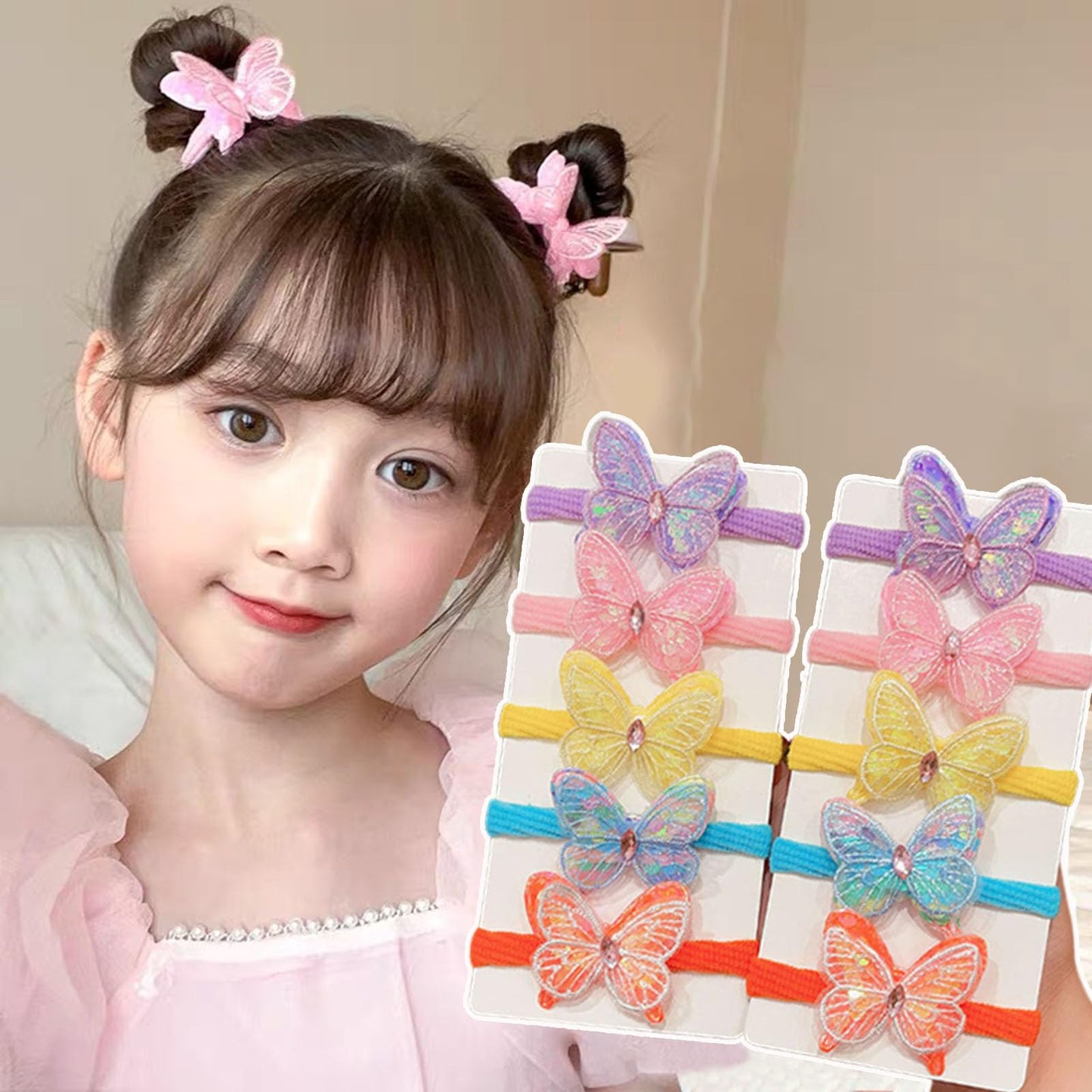 10 Pcs Butterfly Hair Ties Soft Elastic Hair Bands Cute Hair Rope No Damage for Toddler Infant Teens Toddlers Ponytail Holder Hair Accessories for Kids-10PCS-#01