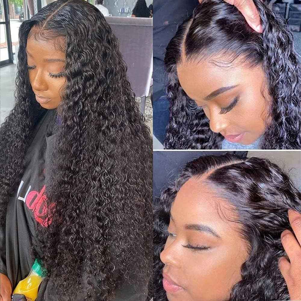 QTHAIR Water Wave HD Lace Closure 16A 4x4 Swiss Lace Closure Free Part Closure Wet and Wavy Human Hair Closure 20" Natural Color 150% Density Unprocessed Curly Closure Human Hair Lace Frontal Closure