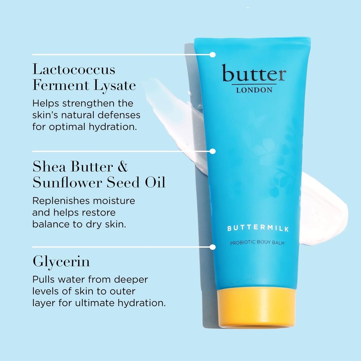 butter LONDON Buttermilk Probiotic Body Balm, Soothes & Moisturizes Skin, Shea Butter, Champagne Scent, Cruelty Free