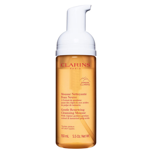 Clarins Gentle Renewing Cleansing Mousse | Cleanses, Gently Exfoliates & Refreshes | Foaming Mousse |Soap-No|SLS-No | Dermatologist Tested | Exfoliating Tamarind Pulp Extract Rich In AHAs | 5.5 Oz