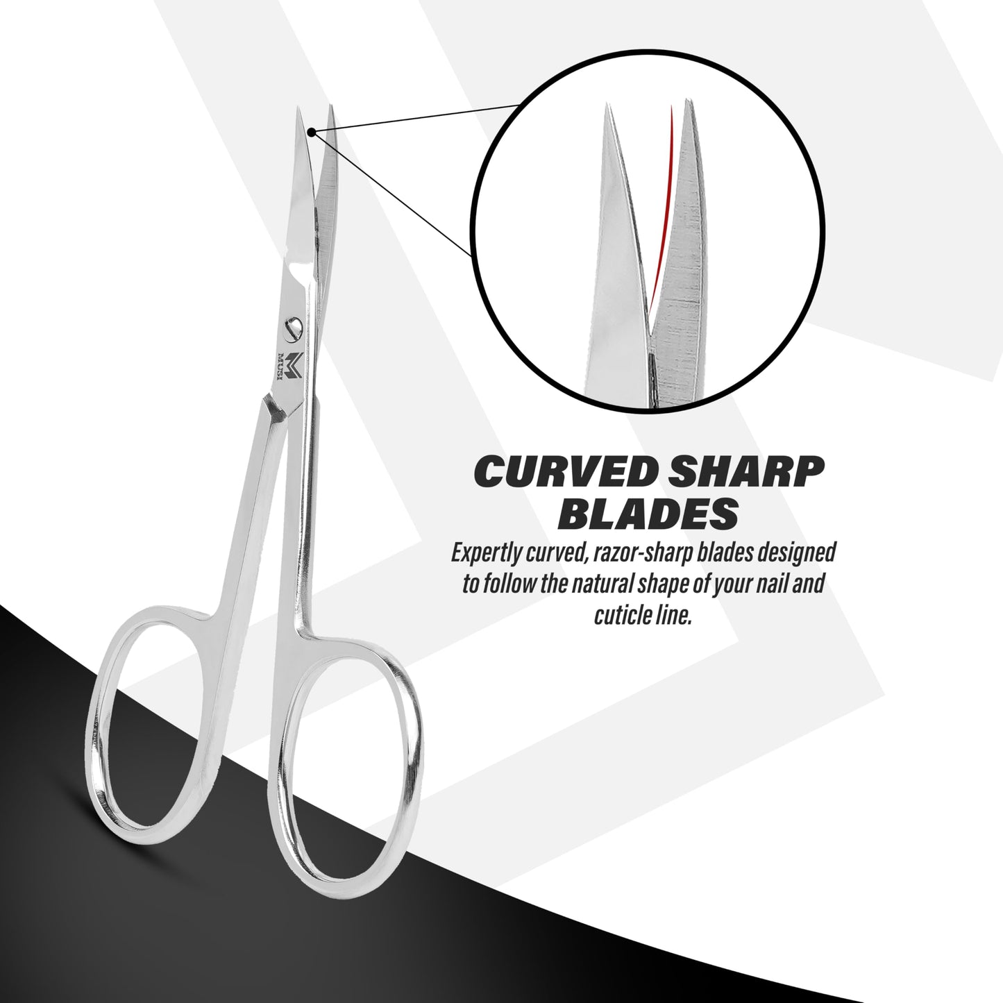 Cuticle Scissors Extra Fine Curved - 3.5” Stainless Steel Grooming Nail Scissors for Women and Men - Small Manicure Beauty Scissors for Toenails, Fingernails, Eyebrows, Facial Hair, Cuticles, Dry Skin