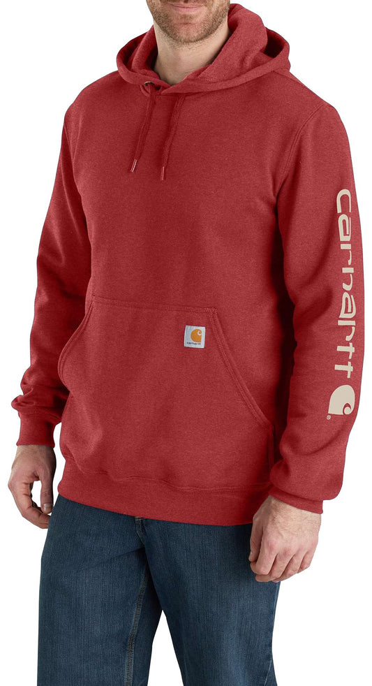 Carhartt Men's Loose Fit Midweight Logo Sleeve Graphic Sweatshirt, Crabapple Heather