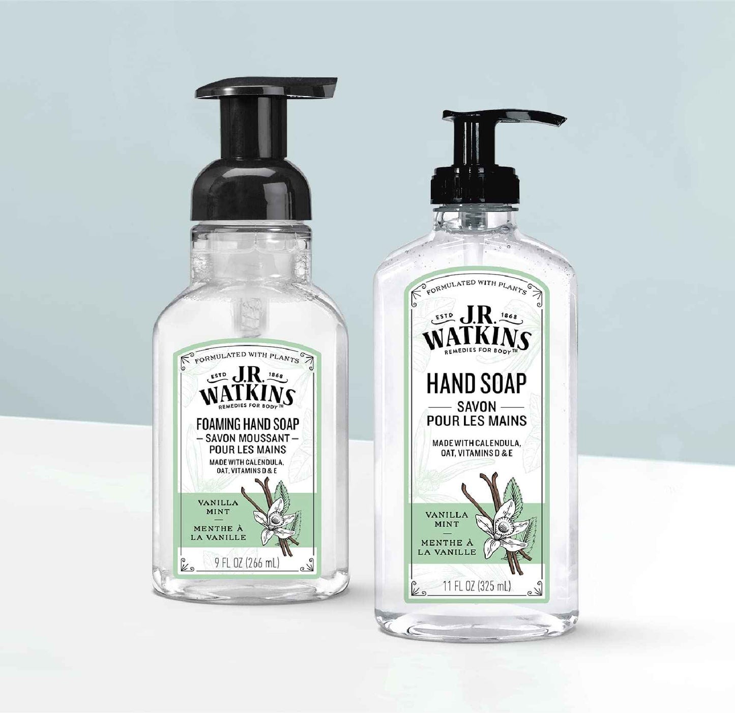 J.R. Watkins Gel Hand Soap, Scented Liquid Hand Wash for Bathroom or Kitchen, USA Made and Cruelty Free, 11 fl oz, Vanilla Mint, 6 Pack