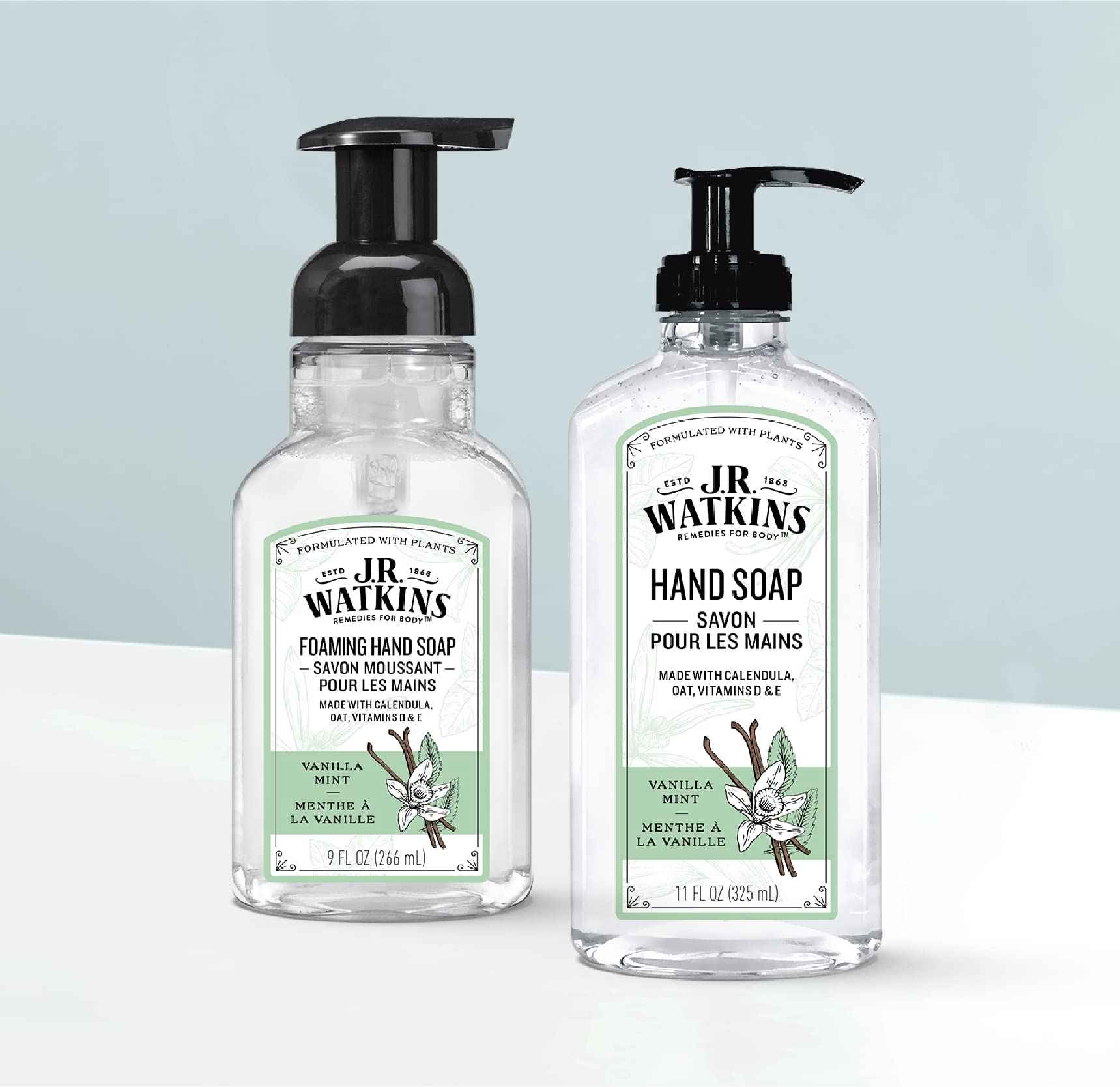J.R. Watkins Gel Hand Soap, Scented Liquid Hand Wash for Bathroom or Kitchen, USA Made and Cruelty Free, 11 fl oz, Vanilla Mint, 6 Pack
