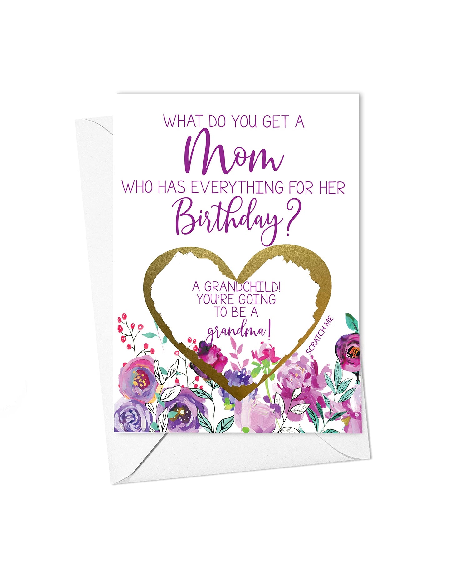 Mom Birthday Pregnancy Scratch Off Card, New Grandma Surprise Birthday Card for Mom, Baby Announcement for New Grandma (Mom Birthday)