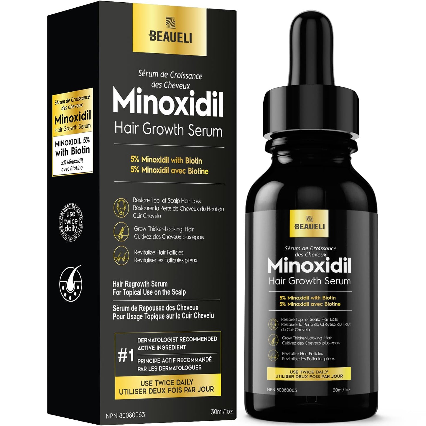 5% Minoxidil for Men, Minoxidil for Women Hair Growth Serum, Minoxidil 5 Percent, Hair Growth for Women and Men with Biotin, Hair Loss Treatments, Hair Regrowth Treatment for Thicker Fuller Hair 30ml