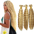 Honey Blonde Deep Wave Human Hair Bundles - 20 Inch, 3 Pack