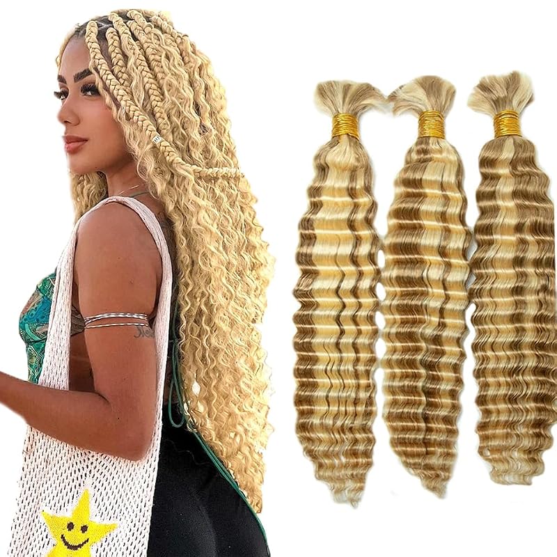 Honey Blonde Deep Wave Human Hair Bundles - 20 Inch, 3 Pack