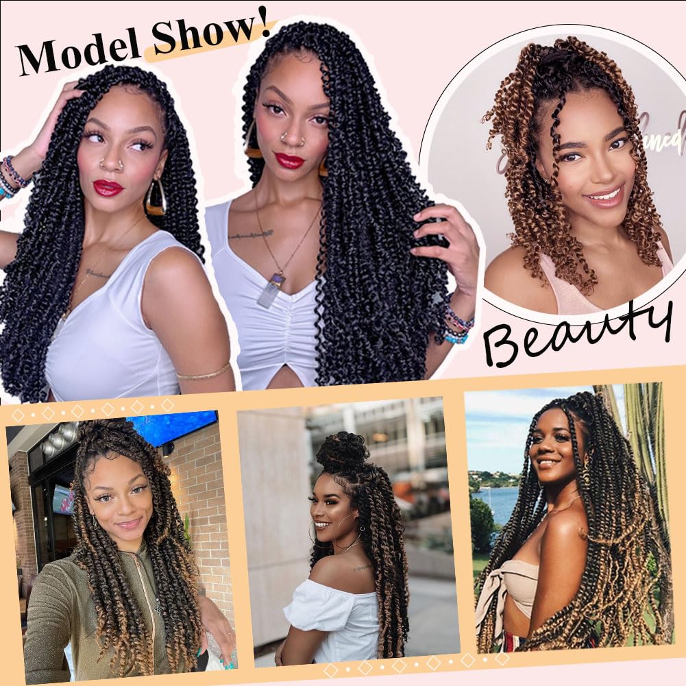 8 Packs Passion Twist Hair 14 Inch Pre-twisted Passion Twist Crochet Hair Pre-looped Crochet Braids for Women Passion Twists Braiding Hair Synthetic Hair Extensions (12Strands/Pack; 1B#)