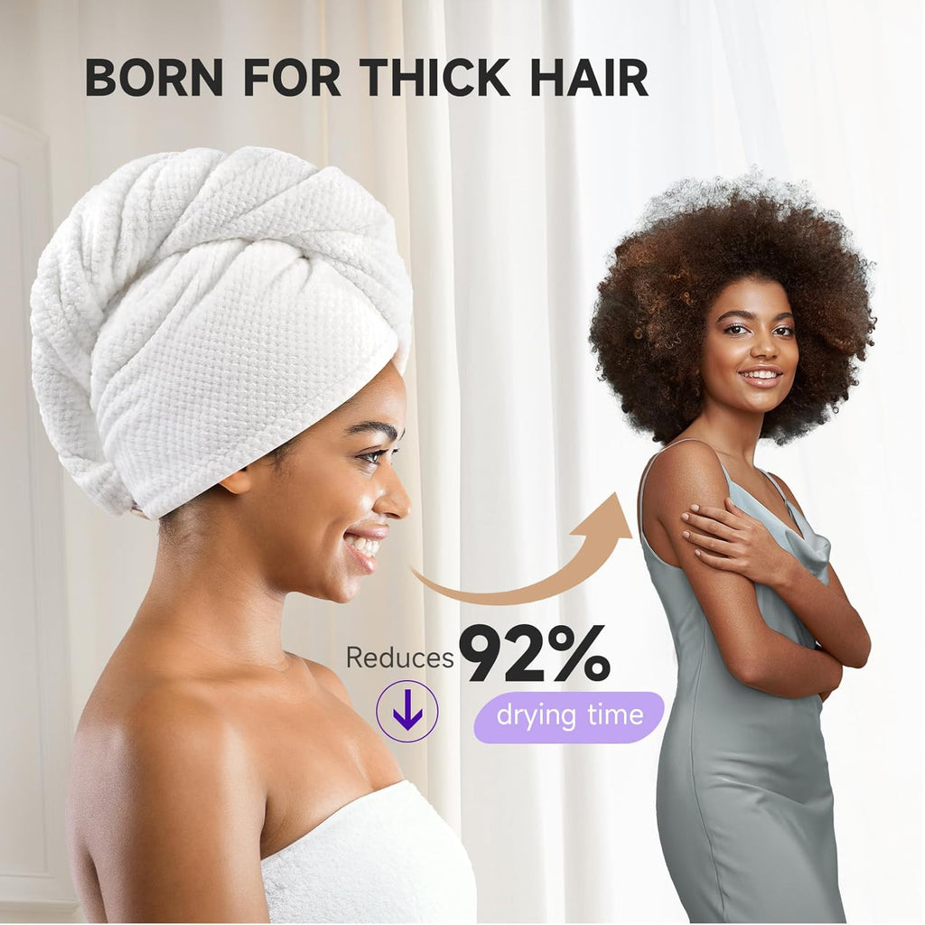 Umisleep 3 Pack Microfiber Hair Towel Wrap for Curly Hair, Super Absorbent Hair Drying Towel for Women, Kids, Hair Care Accessories, Hair Turban for Wet Hair (Grey, Camel, Brown)