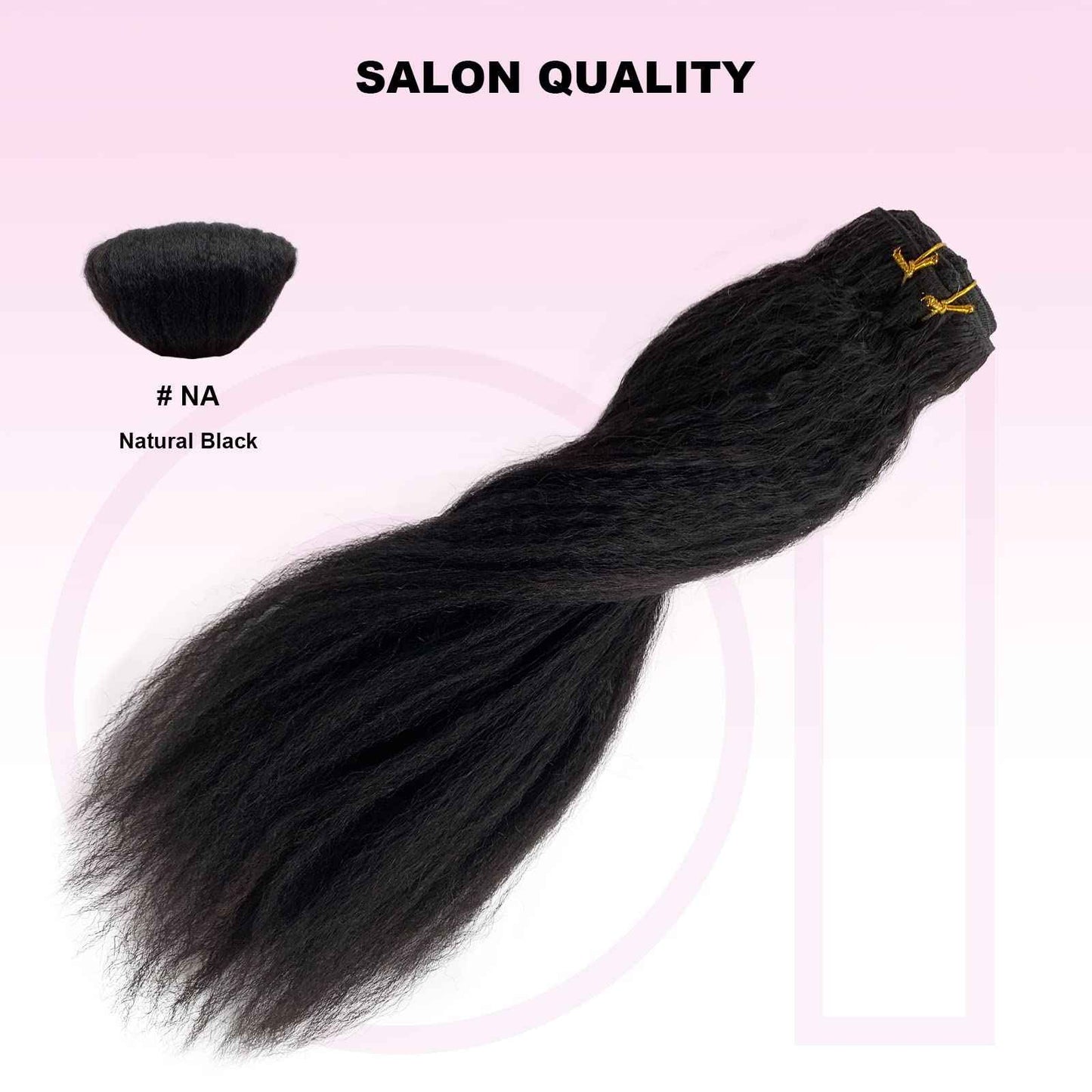 OiMiGO Real Hair Extensions, Natural Black Kinky Straight Clip in Extensions Brazilian Human Hair Clip ins Extension for Black Women 7 Pieces 14 Inch 120g