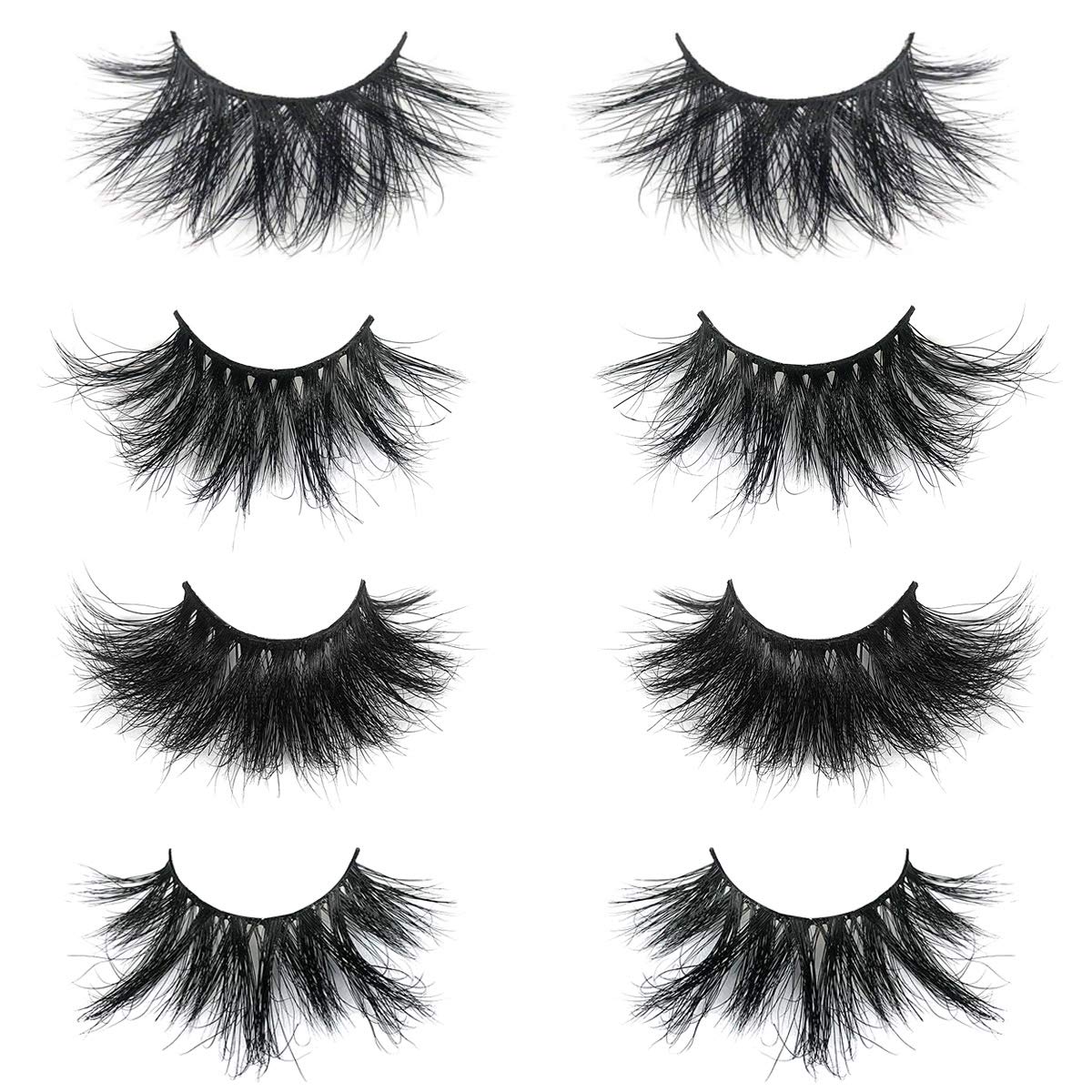 Mikiwi 20 Pack 25mm False Eyelashes, Real Mink, Handmade Full Strip, Cruelty Free, Dramatic 3D Lashes, Black, 20 Pairs