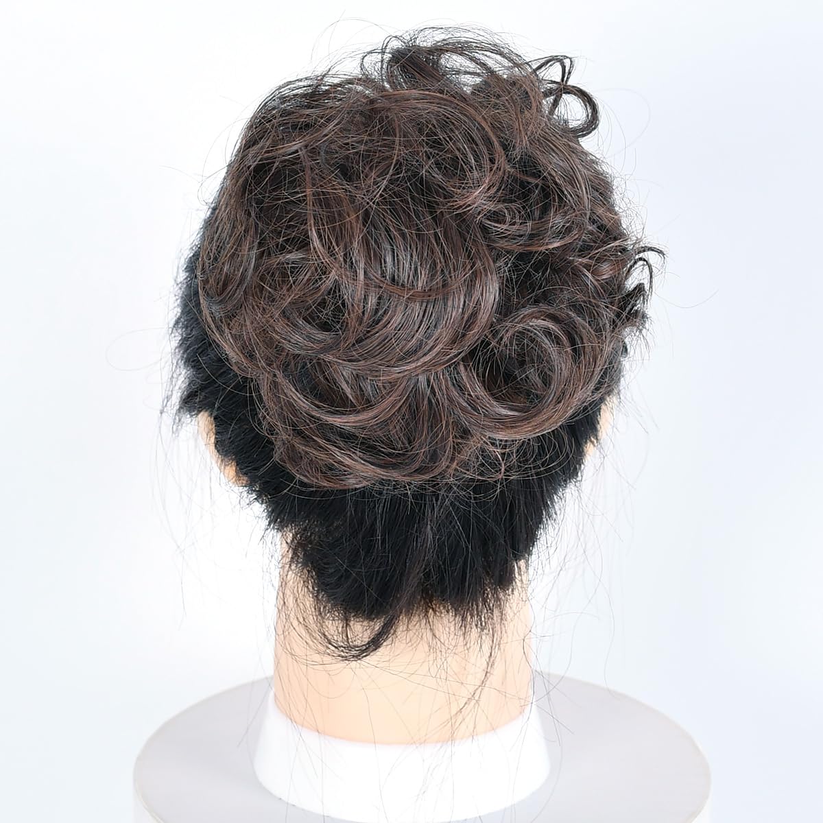 Messy Hair Bun Chignon Donut Hair Pad Elastic Hair Rope Rubber Band Synthetic Hairpiece Black Mix Dim Gray Color (9TDimgray)