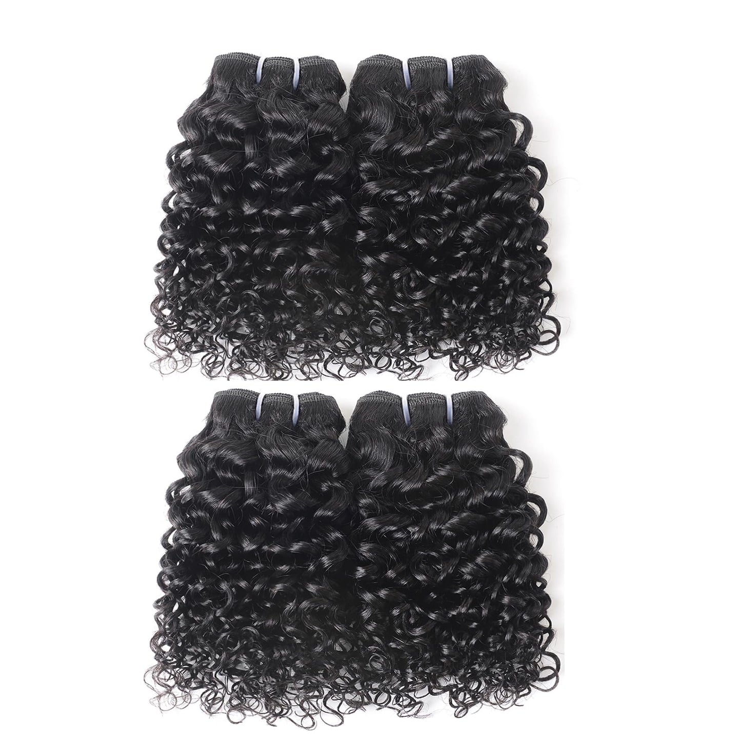 JTdebade 10 Inch Kinky Curly Human Hair Bundles Brazilian Virgin Human Hair 4 Bundles Natural Black Color 100% Unprocessed Curly Wave Human Hair Extensions（10 Inch Curly*4）