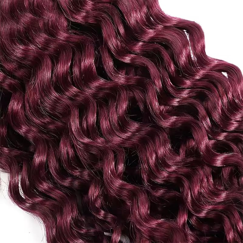 #99J Burgundy Deep Wave Braiding Hair 14" 3 Bundle