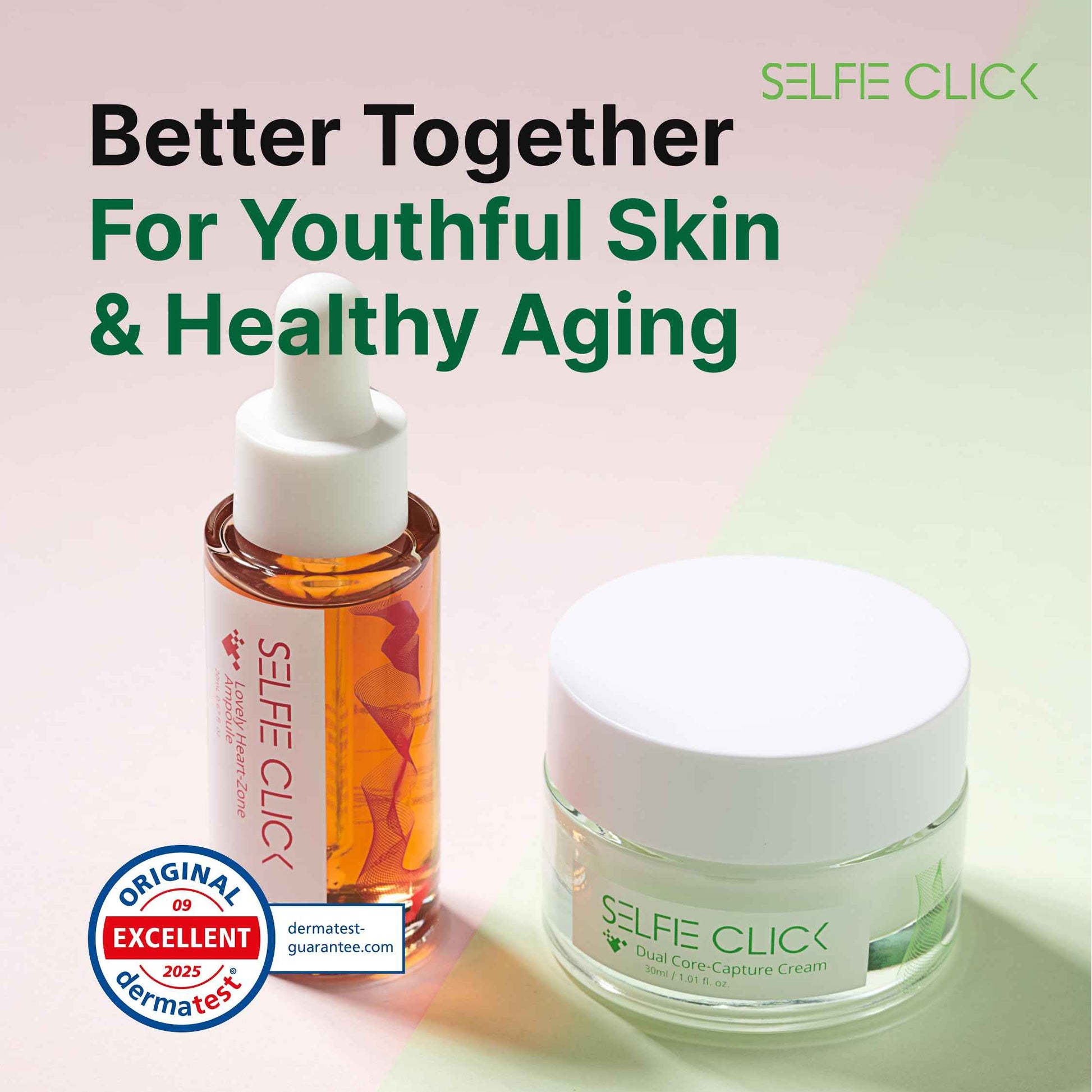 SELFIE CLICK Dual Core Deep Collagen Cream, Niacinamide, Ceramide & Hydrolyzed Collagen for Glowing & Lifted Skin, Hydrating & Firming Moisturizer, Korean Skin Care (1.01 Fl Oz / 30ml)