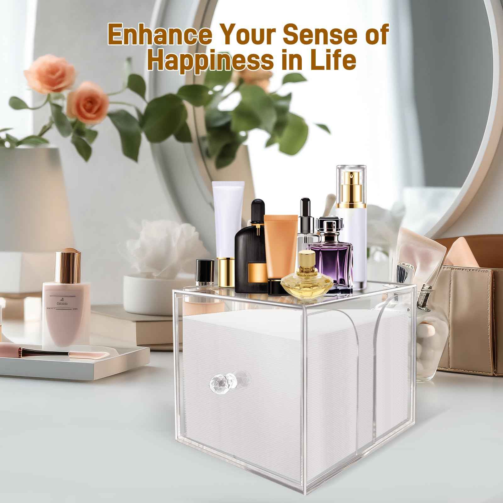 YSCGRICH Disposable Face Towel Holder Acrylic Storage Box, Makeup Remover Dry Wipe Organizer for Clean Skin Club Clean Towel XL, Skin Care Luxe Container for Facial Washing