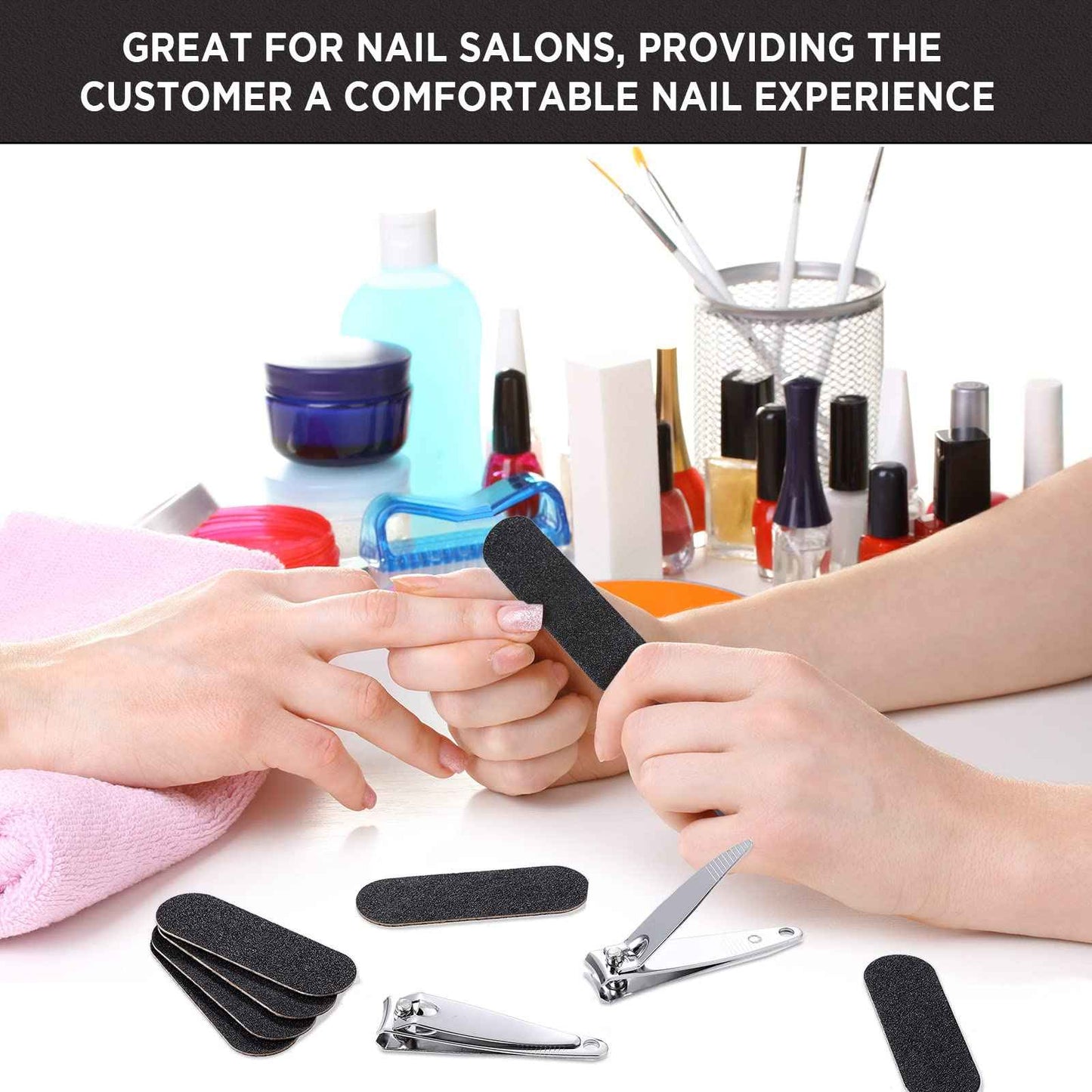 Lothee 120 Pcs Nail Clippers and Nail File Sets Bulk for Men Women 60 Pcs Thick Stainless Steel Fingernail and Toenail Cutter Clippers 60 Mini Double Sided Emery Board Manicure Pedicure Beauty Salon