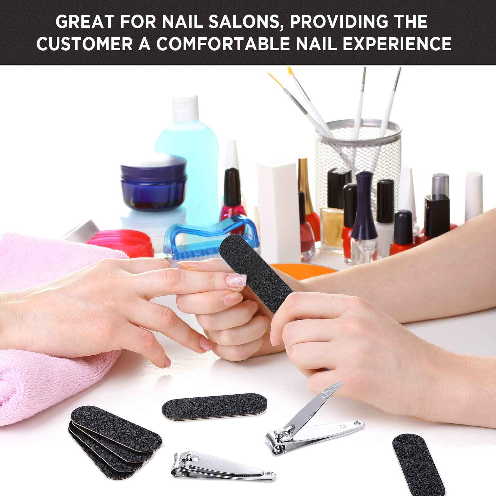 Lothee 120 Pcs Nail Clippers and Nail File Sets Bulk for Men Women 60 Pcs Thick Stainless Steel Fingernail and Toenail Cutter Clippers 60 Mini Double Sided Emery Board Manicure Pedicure Beauty Salon