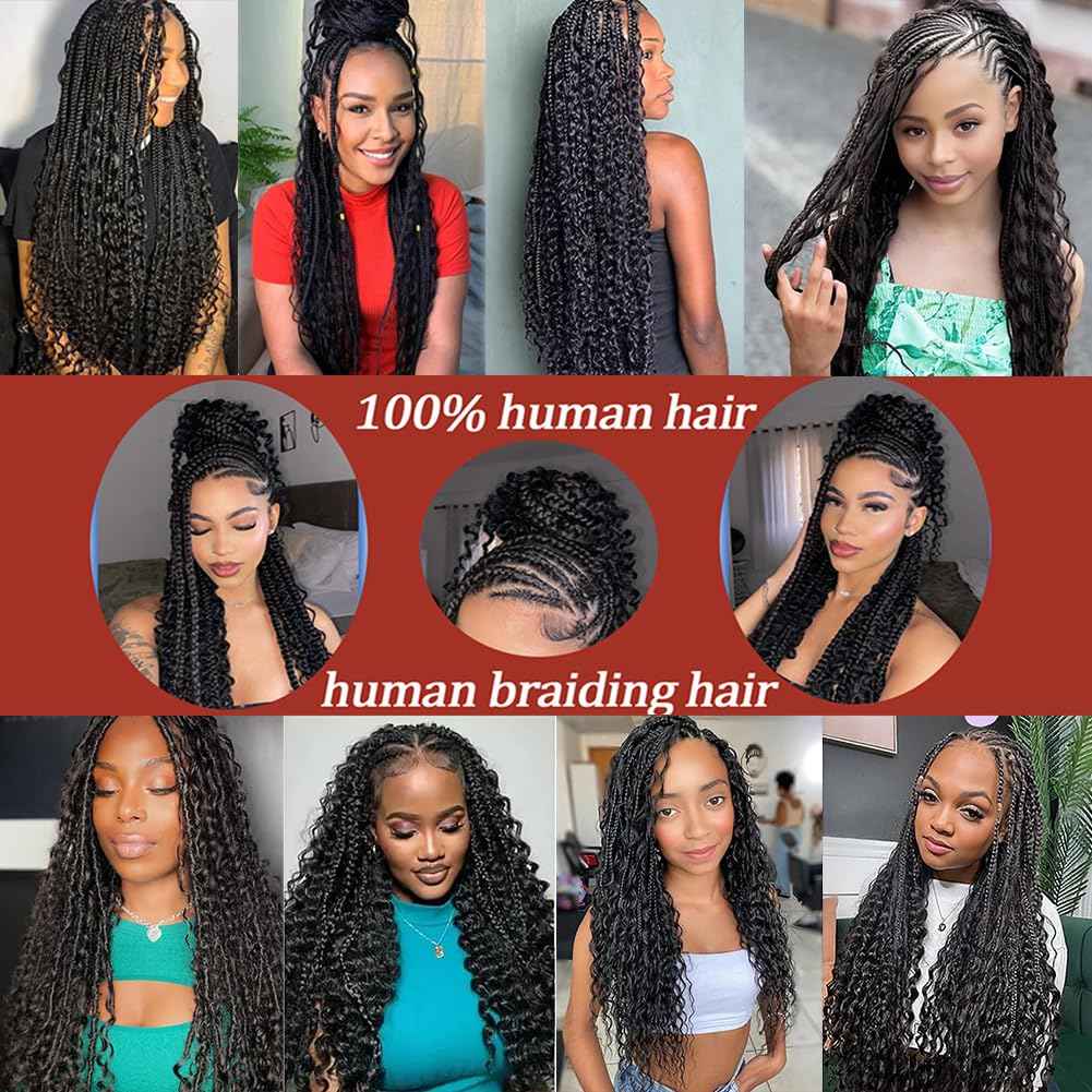 Human Braiding Hair 50g Deep Curly Wave Bulk Human Hair for Braiding No Weft Bundle Brazilian Virgin Curly Human Hair Extensions for Boho Braids Wet and Wavy Human Hair Braiding Hair Natural Color