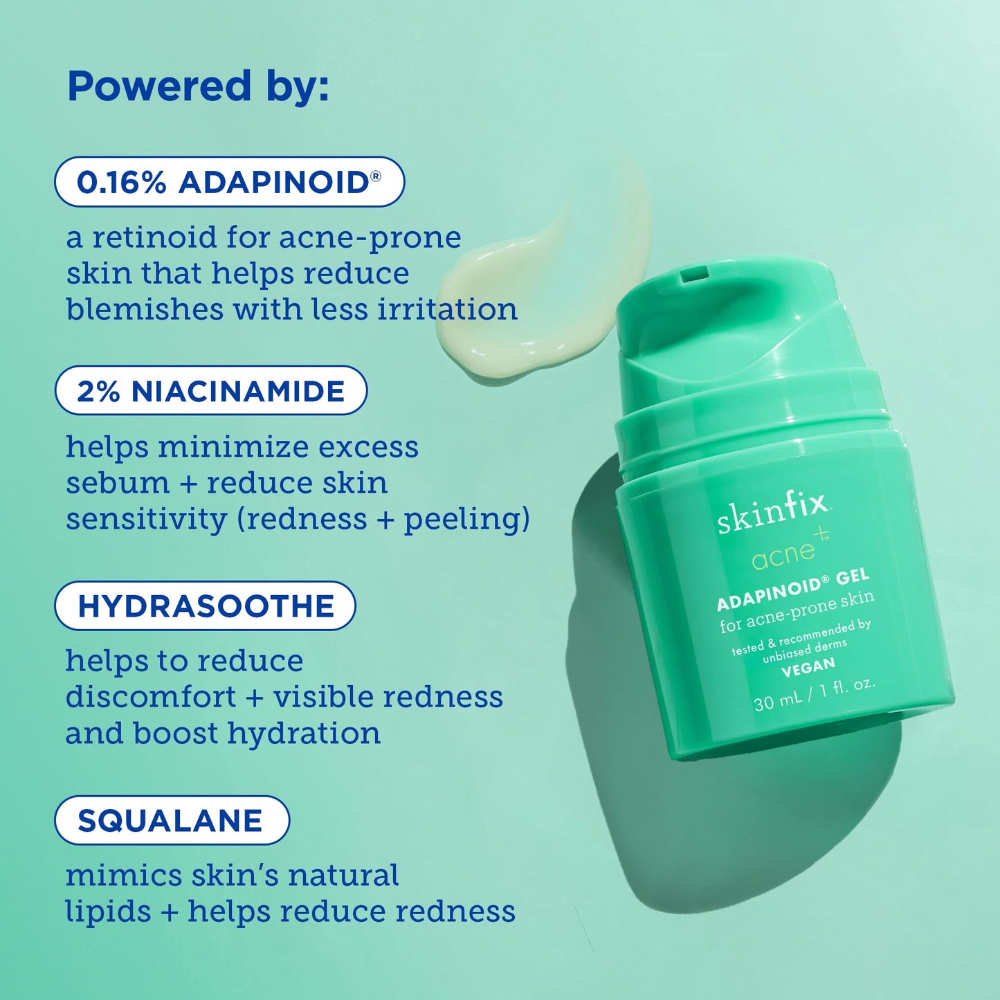 Skinfix Acne+ Adapinoid® Gel: Resurface + Clear Acne-Prone Skin Without Irritation, While Maintaining a Healthy-Looking Barrier, 1 Fl Oz