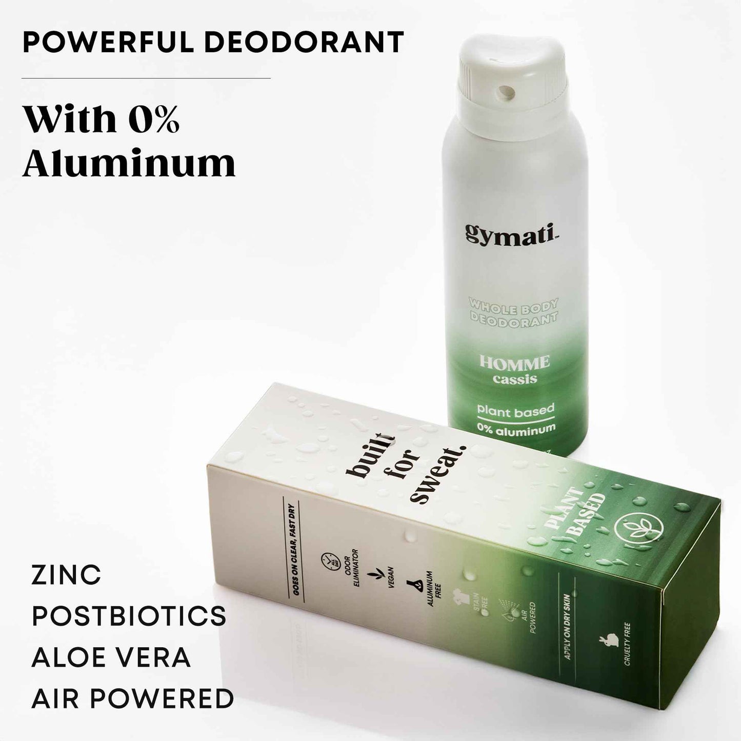 Gymati - Fitness Deodorant Spray for Men - Aluminum-Free -All Day Ultimate Odor Protection - Built For Sweat - Air-Powered - Vegan & Plant-Based - Made in USA - Homme - 3.4oz Travel Size