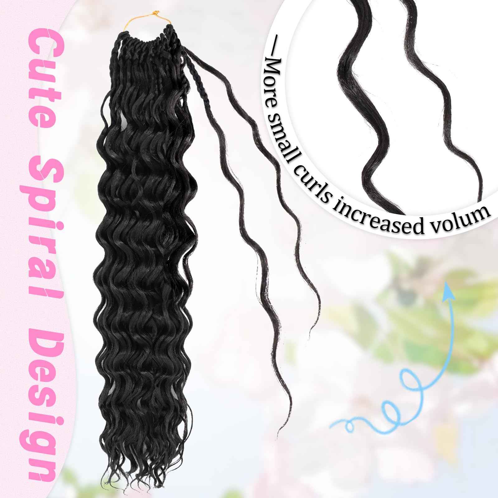 Gowit Pre Looped Deep Wave Crochet Hair 18 Inch 7 Packs Short Curly Black Pre Twisted Ocean Wave Deep Twist Crochet Braids Synthetic Braiding Hair for Black Women